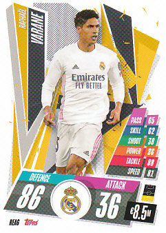 Raphael Varane Real Madrid 2020/21 Topps Match Attax CL #REA06